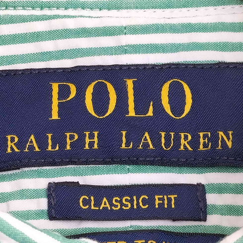 ポロラルフローレン POLO RALPH LAUREN 現行タグ CLASSIC FIT ポニー刺繍 シアサッカー ストライプ ボタンダウン半袖シャツ メンズ S P