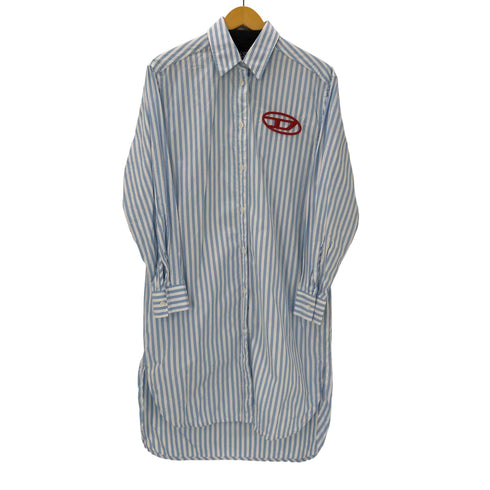 ディーゼル DIESEL D-LUNAR L/S ストライプ ロング シャツ ワンピース レディース XXS