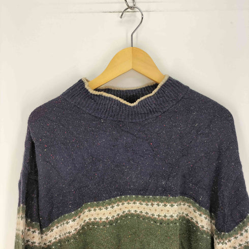 ドレスバーン DRESSBARN ボーダー切替 カラーネップ モックネック ニット レディース 3X