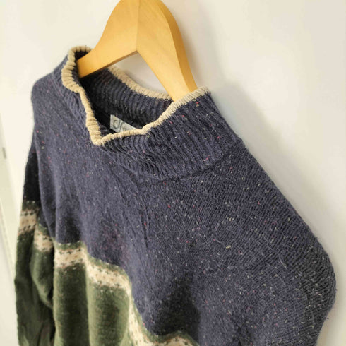 ドレスバーン DRESSBARN ボーダー切替 カラーネップ モックネック ニット レディース 3X