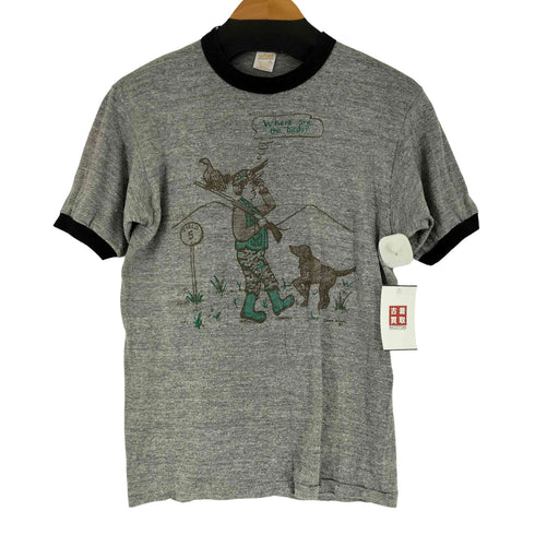 80S USA製 Sportswear 企業 両面プリントデザイン リンガーTシャツ レディース JPN:L