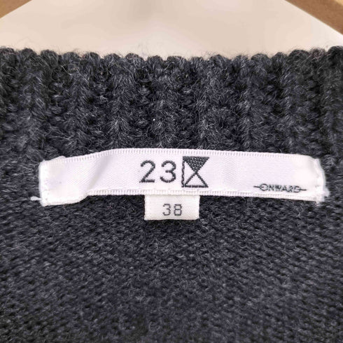 ニジュウサンク 23区 フロント フックデザイン クルーネック カーディガン Y2K レディース 38