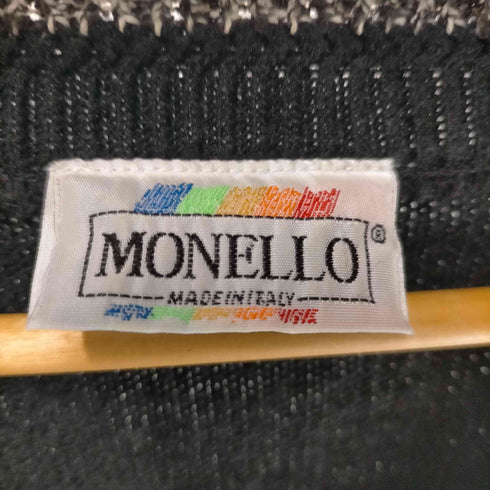 monello 90S MADE IN ITALY イタリア製 ウール アクリル 総柄 ケーブル 3D パターン ローゲージ ニット カーディガン メンズ EUR:54