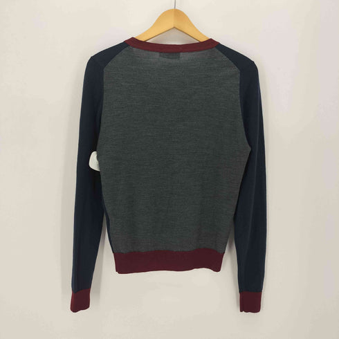 ジョンスメドレー JOHN SMEDLEY 英国製 トライカラー Vネック ウール カーディガン レディース import:M