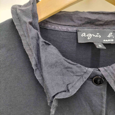 アニエスベー agnes b. 切替 長袖 ポロシャツ レディース JPN:2