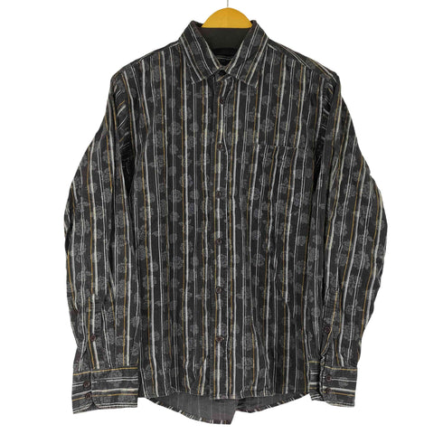 L/S 花柄ストライプ ピケシャツ メンズ