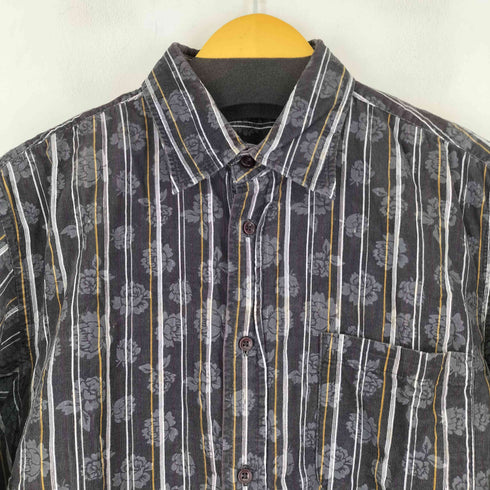 L/S 花柄ストライプ ピケシャツ メンズ