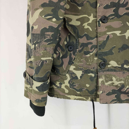 フーディー 裏ボア ダブルブレスト迷彩ジャケット メンズ