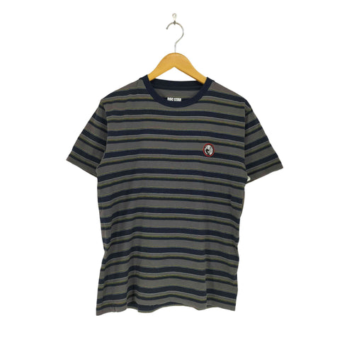 ROCSTAR ロゴ刺繍クルーネックボーダーTシャツ メンズ M
