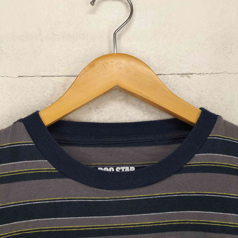 ROCSTAR ロゴ刺繍クルーネックボーダーTシャツ メンズ M