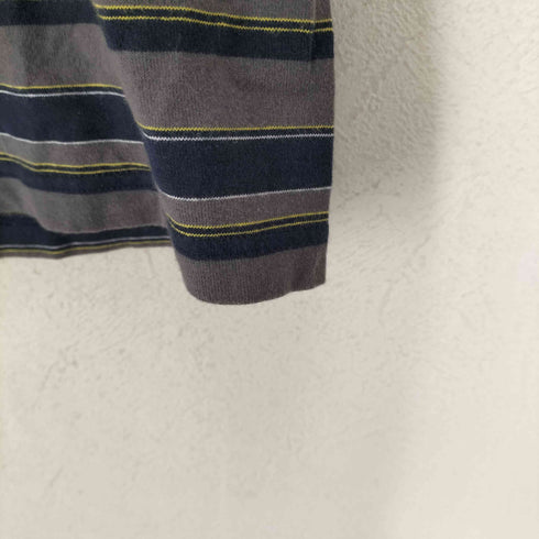 ROCSTAR ロゴ刺繍クルーネックボーダーTシャツ メンズ M