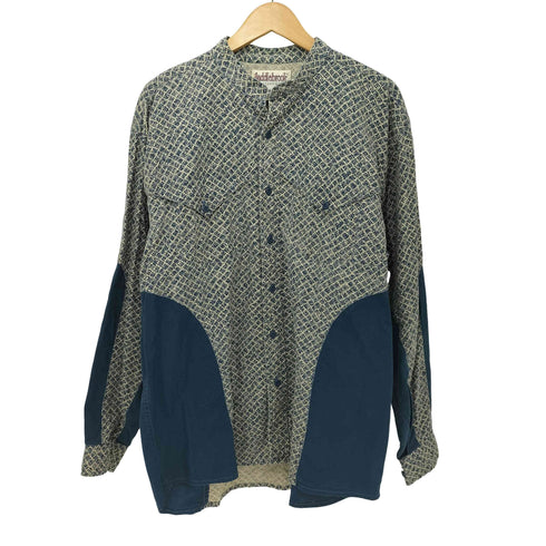 80s Saddlebrook 総柄 スタンドカラー L/S ウエスタン シャツ メンズ import:M