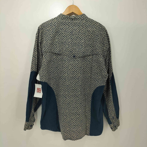 80s Saddlebrook 総柄 スタンドカラー L/S ウエスタン シャツ メンズ import:M