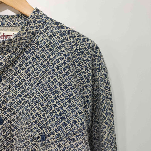80s Saddlebrook 総柄 スタンドカラー L/S ウエスタン シャツ メンズ import:M