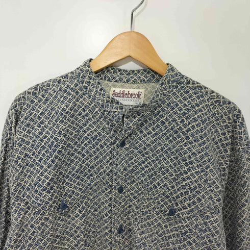 80s Saddlebrook 総柄 スタンドカラー L/S ウエスタン シャツ メンズ import:M