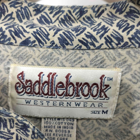 80s Saddlebrook 総柄 スタンドカラー L/S ウエスタン シャツ メンズ import:M
