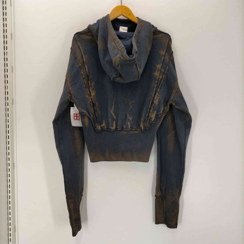 CONP コンプ 24SS HAND PRINTED WAR DAMAGE HOODIE 手書き ダメージ 加工 クロップド フーディー パーカー レディース import:L