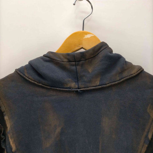 CONP コンプ 24SS HAND PRINTED WAR DAMAGE HOODIE 手書き ダメージ 加工 クロップド フーディー パーカー レディース import:L