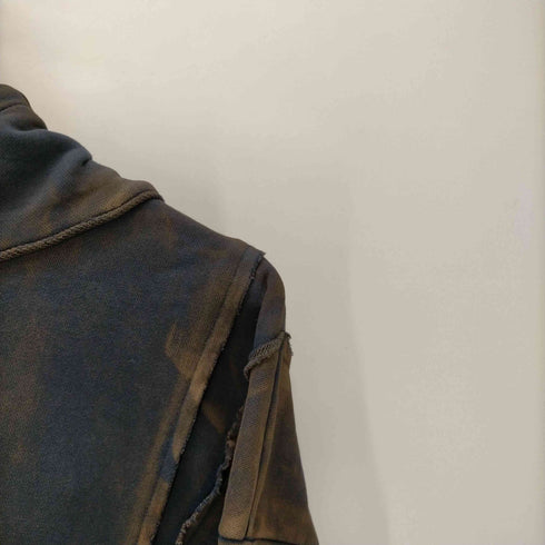 CONP コンプ 24SS HAND PRINTED WAR DAMAGE HOODIE 手書き ダメージ 加工 クロップド フーディー パーカー レディース import:L