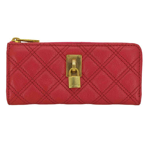 マークジェイコブス MARC JACOBS レザー キルティング ラウンドファスナー 南京錠 長財布 レディース