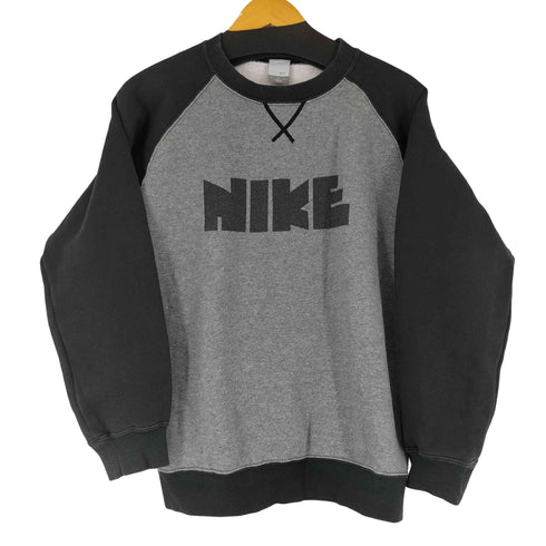 ナイキ NIKE 00S ゴツナイキ フロントプリント クルーネックラグランスウェット メンズ import:L