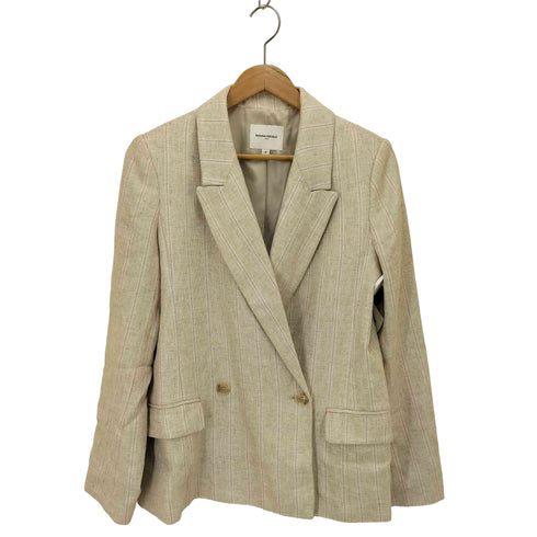 バナナリパブリック BANANA REPUBLIC ストライプ リネン混 テーラードジャケット レディース 6