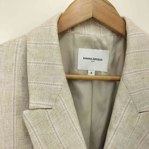 バナナリパブリック BANANA REPUBLIC ストライプ リネン混 テーラードジャケット レディース 6