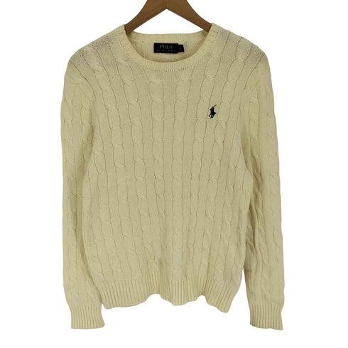 ポロバイラルフローレン Polo by RALPH LAUREN ロゴ刺繍 ケーブル ニット セーター メンズ import:XS