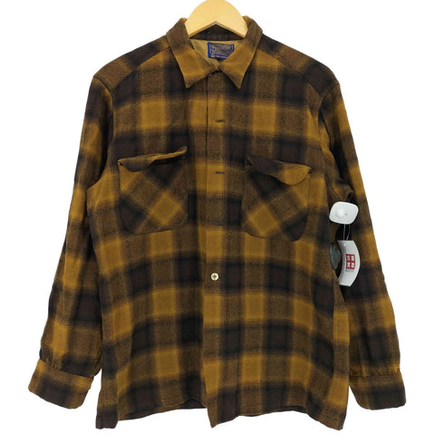ペンドルトン PENDLETON 60s~70s PURE VIRGIN WOOL オンブレチェック ダブルフラップポケット ボードシャツ メンズ import:L