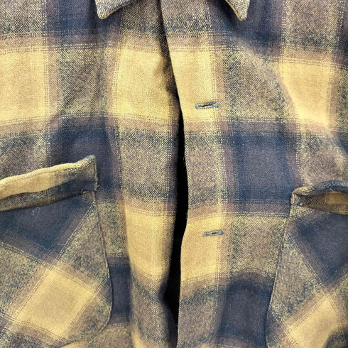 ペンドルトン PENDLETON 60s~70s PURE VIRGIN WOOL オンブレチェック ダブルフラップポケット ボードシャツ メンズ import:L