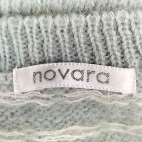 novara ドット 花ワッペン ウールナイロン クルーネックニット レディース