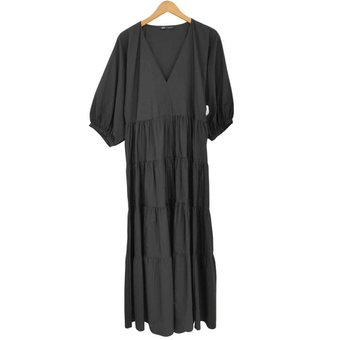 ザラ ZARA ギャザー ティアードワンピース レディース