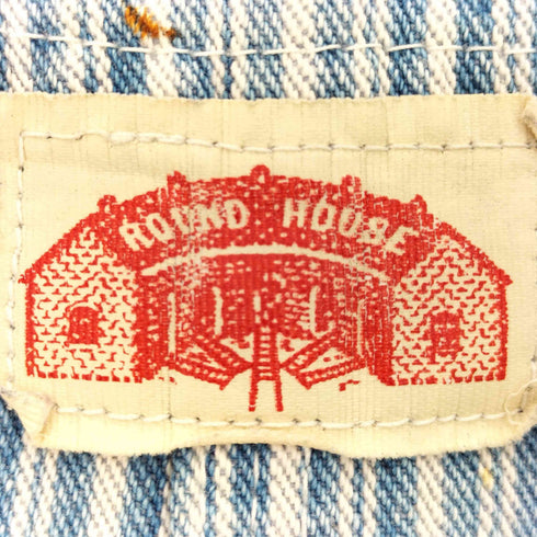 ラウンドハウス ROUND HOUSE 50-60S 中央線路タグ ヒッコリー ドーナツボタン デニム 襤褸 ボロ リペア オーバーオール メンズ