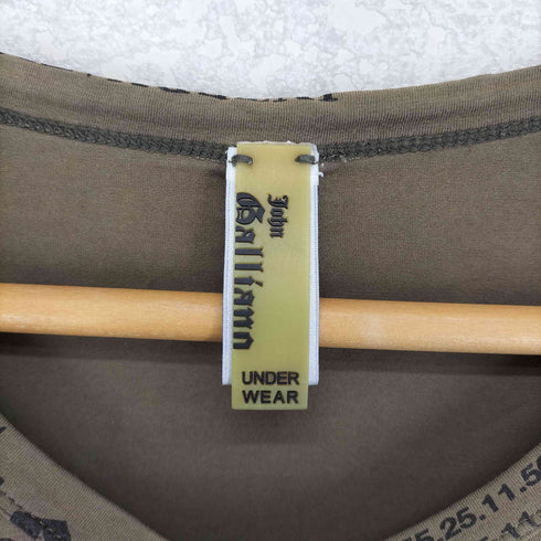 ジョンガリアーノ JOHN GALLIANO ニュースペーパープリントVネックTシャツ メンズ XS