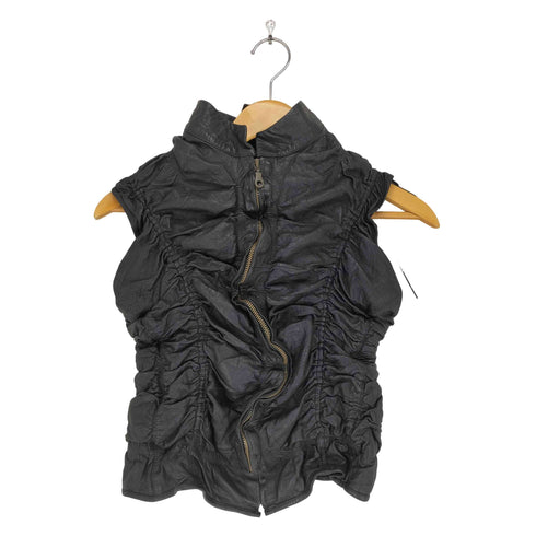 SHADOWS&DUST lamb leather ラムレザーギャザージップベスト レディース