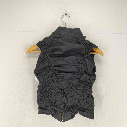 SHADOWS&DUST lamb leather ラムレザーギャザージップベスト レディース