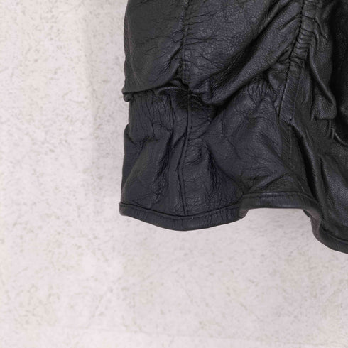 SHADOWS&DUST lamb leather ラムレザーギャザージップベスト レディース