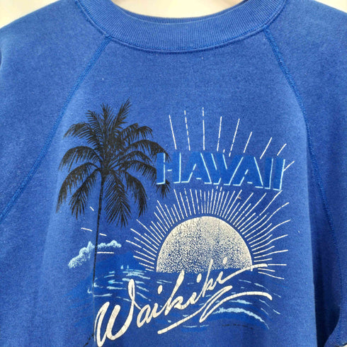 90s USA製 ULTRA SWEATSボディ ハワイ リゾート 発泡プリント ラグランスリーブ クルーネックスウェット メンズ import:XL