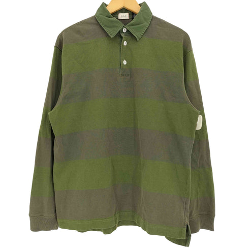 ギャップ Gap 80-90S ボーダー サイドスリット 長袖 ポロシャツ メンズ import:L