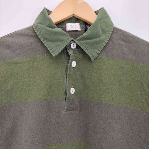 ギャップ Gap 80-90S ボーダー サイドスリット 長袖 ポロシャツ メンズ import:L