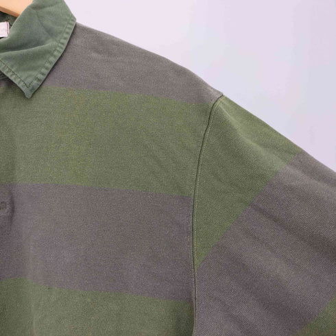 ギャップ Gap 80-90S ボーダー サイドスリット 長袖 ポロシャツ メンズ import:L