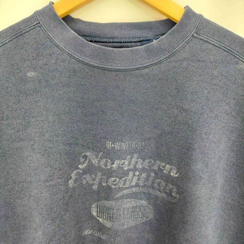 ギャップ Gap OLD 90s USA製 紺 デカタグ プリント クルーネック スウェット ボックスシルエット メンズ import:L