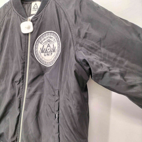 ユニフ UNIF ロゴワッペン 中綿 ジップアップブルゾン レディース import:M