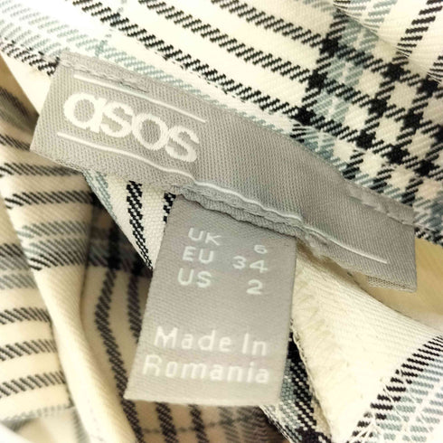 エイソス asos チェック柄 ジップフライ スラックスパンツ レディース 34