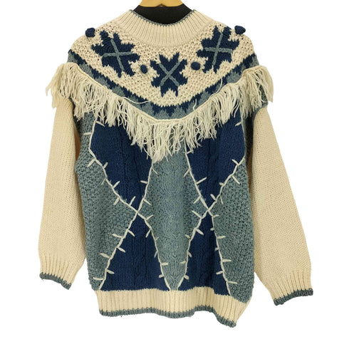 Hasting&Smith 総柄 フリンジニット レディース import:L