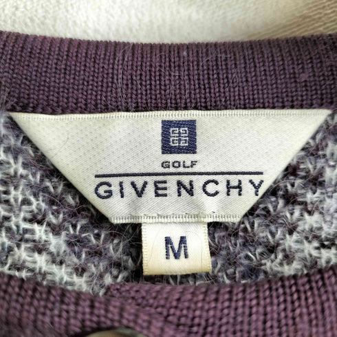ジバンシィ GIVENCHY 80-90S GOLF ウールモヘヤ混アーガイルチェックニットカーディガン レディース import:M