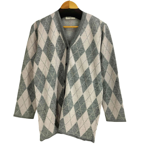 ハナエモリ HANAE MORI ウール混アーガイル柄カーディガン レディース import:M