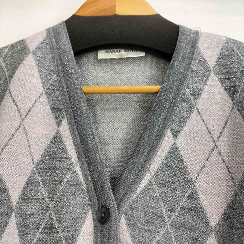 ハナエモリ HANAE MORI ウール混アーガイル柄カーディガン レディース import:M