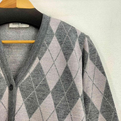 ハナエモリ HANAE MORI ウール混アーガイル柄カーディガン レディース import:M