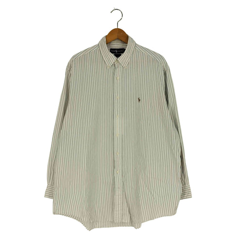 ラルフローレン RALPH LAUREN 90S YARMOUTH ポニー刺繍 ストライプ BDシャツ メンズ 17-34